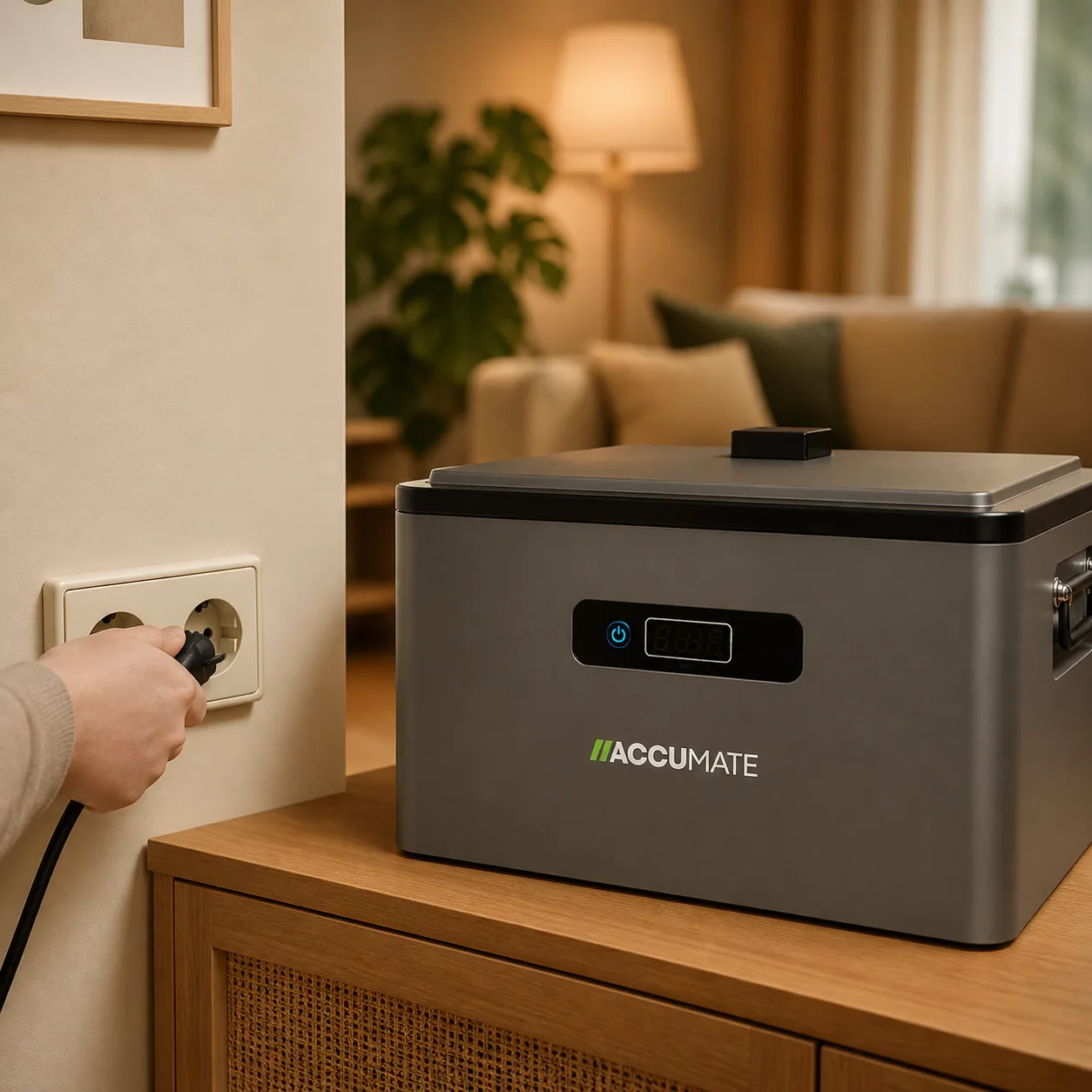 Stekkerbatterij inpluggen in stopcontact